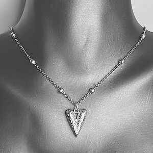 Platinum Heart Pendant Ball Chain Necklace